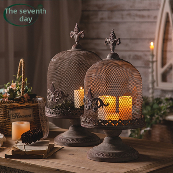 Amerikai stílusú vas ipari stílusú gyertyatartó otthoni hálószoba dekoráció kézművesség retró madárkalitka gyertyatartó fotózási kellékek