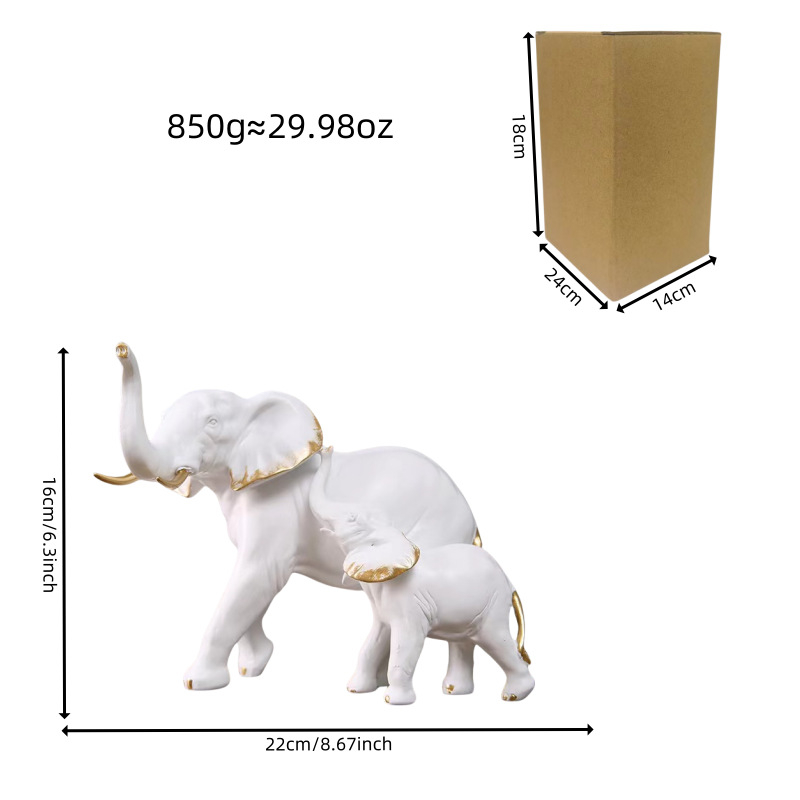 Sculptură simulată de elefant sălbatic, statuie din rășină, decor pentru casă și desktop, decor drăguț