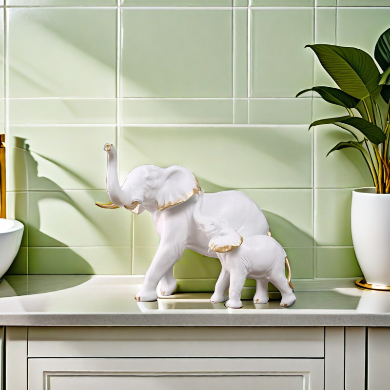 Sculptură simulată de elefant sălbatic, statuie din rășină, decor pentru casă și desktop, decor drăguț