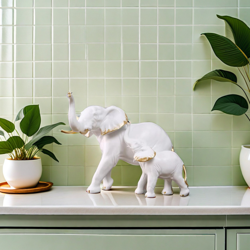 Sculptură simulată de elefant sălbatic, statuie din rășină, decor pentru casă și desktop, decor drăguț