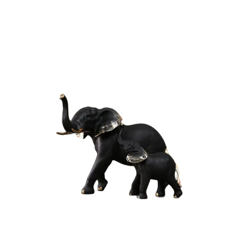 Sculptură simulată de elefant sălbatic, statuie din rășină, decor pentru casă și desktop, decor drăguț