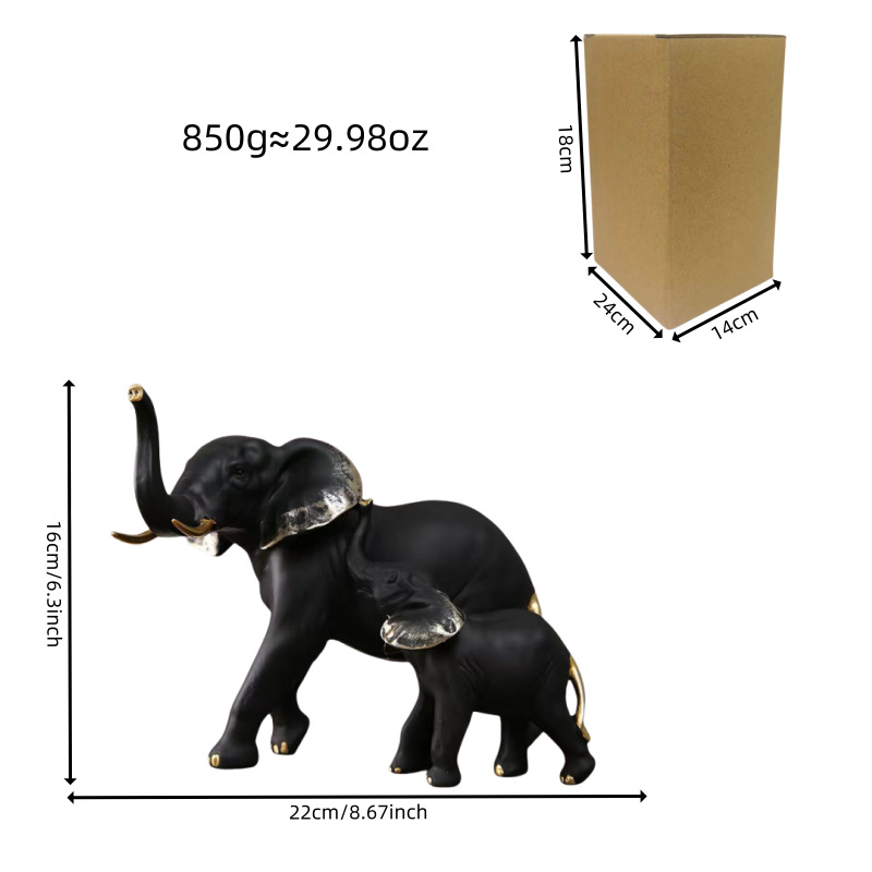 Sculptură simulată de elefant sălbatic, statuie din rășină, decor pentru casă și desktop, decor drăguț