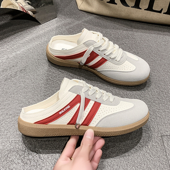 Εκπληκτικά γυναικεία παπούτσια για γυναίκες, άνοιξη 2025, νέα φλατ λευκά παπούτσια, παπούτσια Baidu Forrest Gump, casual αθλητικά, μισές παντόφλες