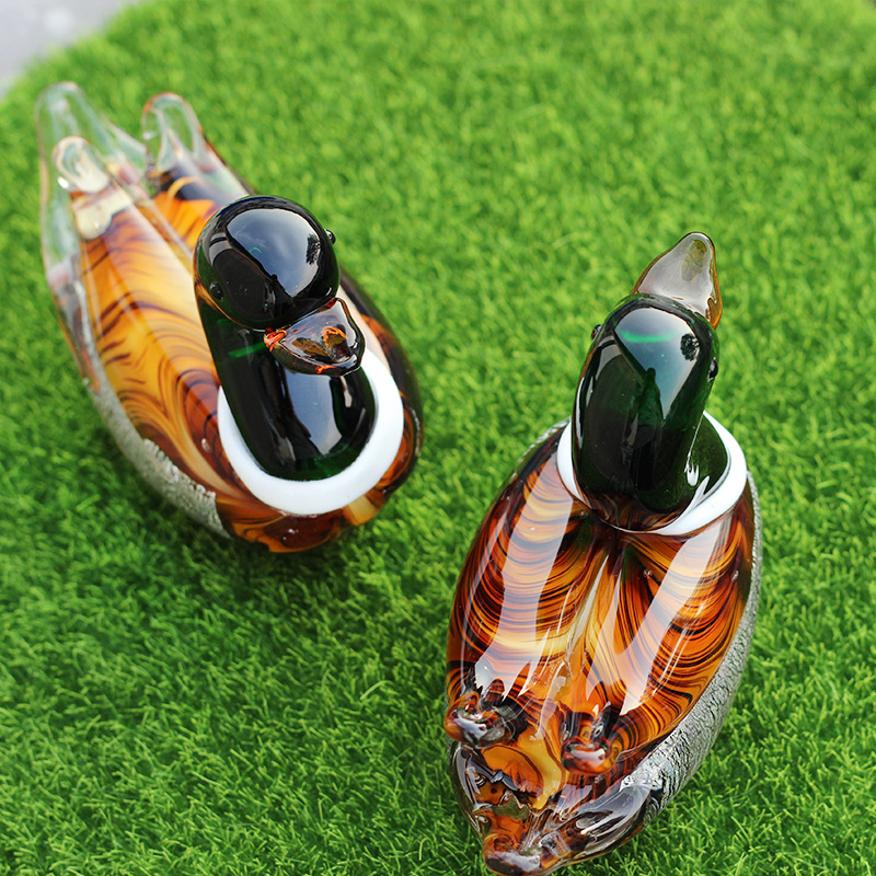 Διασυνοριακές Γυάλινες Χειροτεχνίες Σαλόνι Επιφάνεια Εργασίας Γυαλί Zibo Boshan Mandarin Πάπια Στολίδια Ζώο Πουλί Ζεύγος Διακόσμησης Δώρου