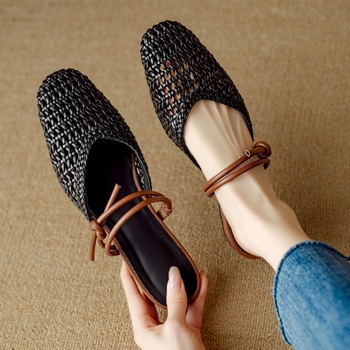 Καλοκαιρινά μοντέρνα παπούτσια Hollow Out, αναπνεύσιμα, με μία τρύπα και χαμηλοτάκουνα σανδάλια 4041, γυναικεία παπούτσια για μεγάλα μεγέθη