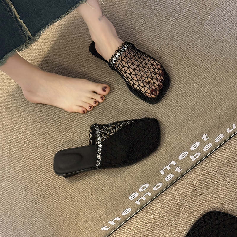 Francia stílusú, niche halászhálós baotou félpapucs, női nyári szandálok és papucsok, 2025-ös új érkezés szoknyalyukkal, halászcipő