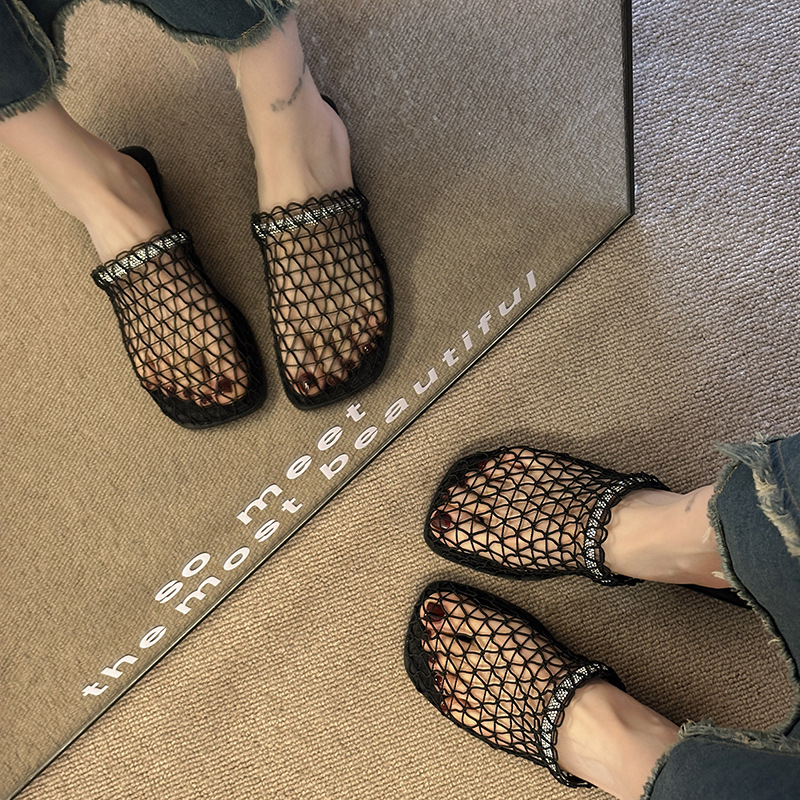 Francia stílusú, niche halászhálós baotou félpapucs, női nyári szandálok és papucsok, 2025-ös új érkezés szoknyalyukkal, halászcipő