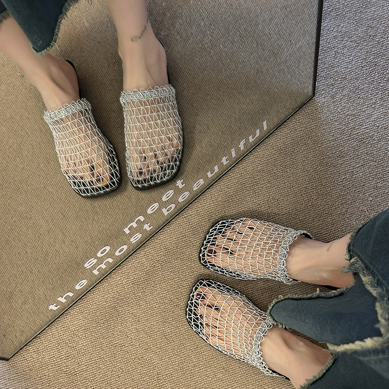 Francia stílusú, niche halászhálós baotou félpapucs, női nyári szandálok és papucsok, 2025-ös új érkezés szoknyalyukkal, halászcipő