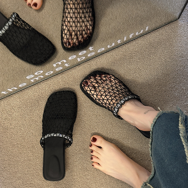 Francia stílusú, niche halászhálós baotou félpapucs, női nyári szandálok és papucsok, 2025-ös új érkezés szoknyalyukkal, halászcipő