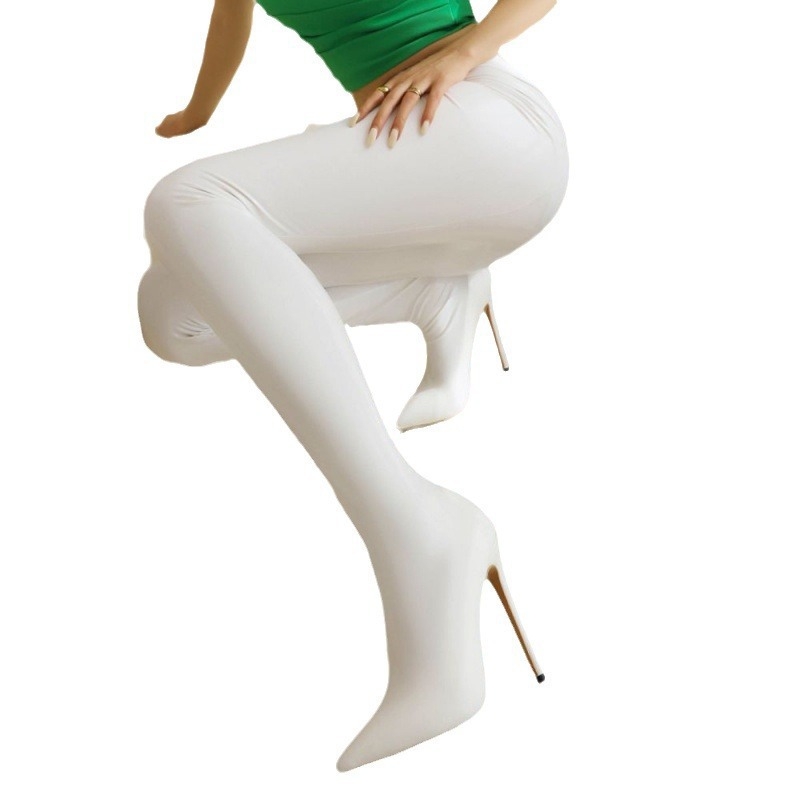 Európai és amerikai új stílusú unisex egyrészes harisnyanadrág csizma, átalakítható ultramagas sarkú, térdig érő csizma nőknek és férfiaknak, fekete női plus size csizma