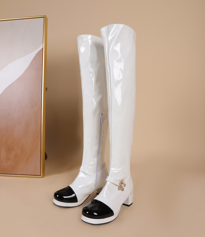 40-48-as nagy méretű női cipők, európai és amerikai külkereskedelmi női csizmák, 2021-es új csizmák, kicsi, illatos stílusú, színben illő, magas sarkú, térdig érő csizmák