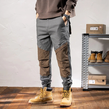Vyriškos laisvos krovininės kelnės iki kulkšnių. Vyriškos „Harlan 2024“ rudens mados prekės ženklo japoniškos laisvalaikio ir funkcionalios ilgos kelnės, plius dydžių.