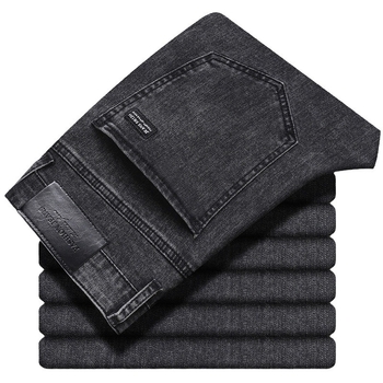 Őszi és téli üzleti farmer Férfi kiváló minőségű, lezser, karcsúsított, egyenes szabású, rugalmas, zöld, középkorú, mindenhez illő, divatos hosszú nadrág