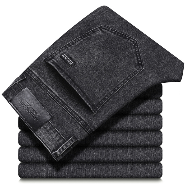 Őszi és téli üzleti farmer Férfi kiváló minőségű, lezser, karcsúsított, egyenes szabású, rugalmas, zöld, középkorú, mindenhez illő, divatos hosszú nadrág