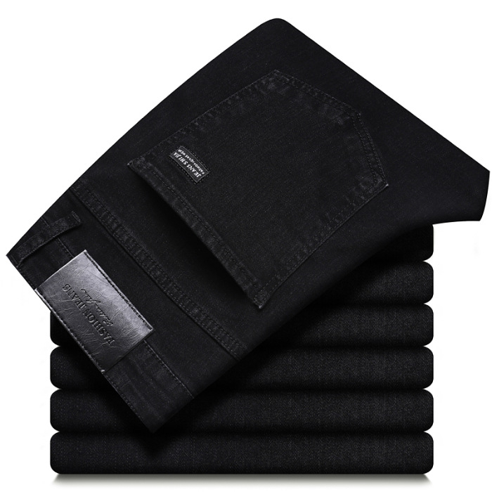 Őszi és téli üzleti farmer Férfi kiváló minőségű, lezser, karcsúsított, egyenes szabású, rugalmas, zöld, középkorú, mindenhez illő, divatos hosszú nadrág