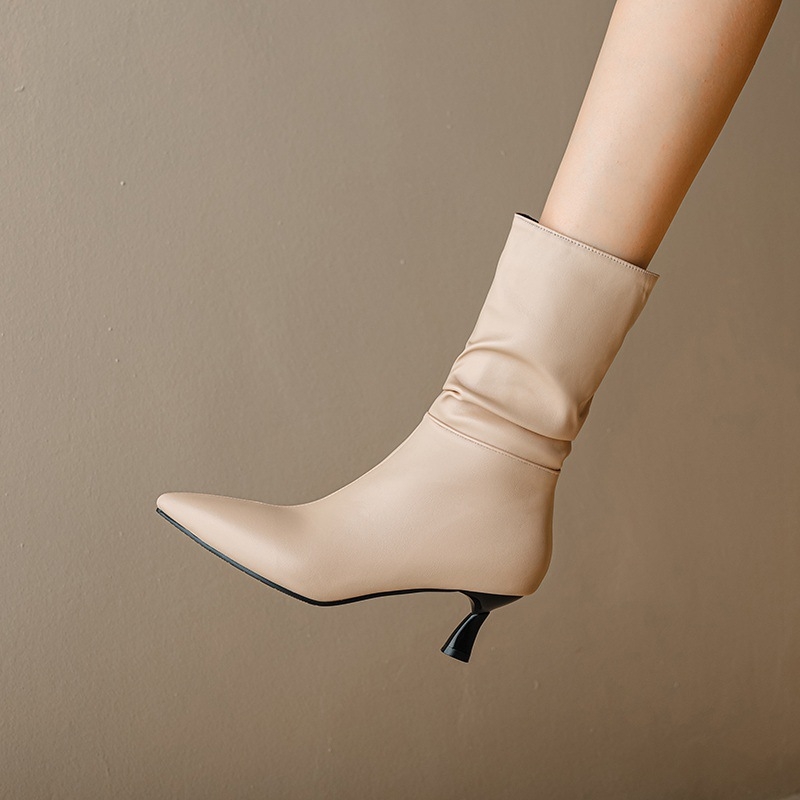 Čizme veličine 32-48, ženske čizme za vanjsku trgovinu preko granice, jesenske i zimske nove čizme s visokom petom, kratke čizme za žene, čizme s hrpom, obrnute čizme