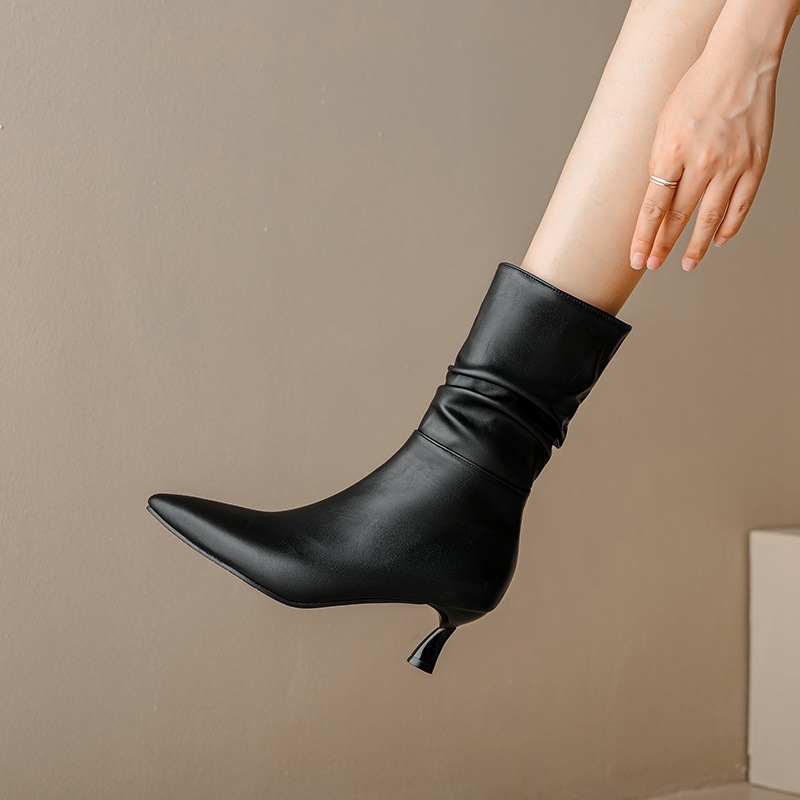 Čizme veličine 32-48, ženske čizme za vanjsku trgovinu preko granice, jesenske i zimske nove čizme s visokom petom, kratke čizme za žene, čizme s hrpom, obrnute čizme