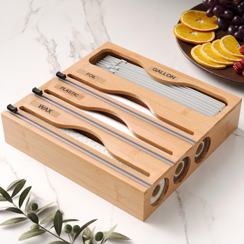 Daugiafunkcis virtuvės didelis laikymo krepšys, laikymo dėžė, buitinis ištraukimo sieninis pakabinamas didelės talpos bambuko konservavimo plėvelės pjaustytuvas