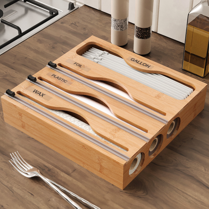 Multifunktsionaalne köögis kasutamiseks mõeldud suur hoiukott, hoiukast, majapidamise väljatõmbega seinale riputatav suure mahutavusega bambusest säilituskile lõikur