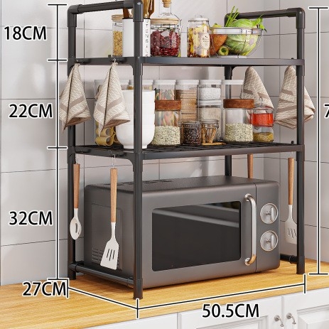 Двуетажна кухня с парапет, кука за подправки, стойка за микровълнова фурна, разширена удебелена стойка за машина за хляб