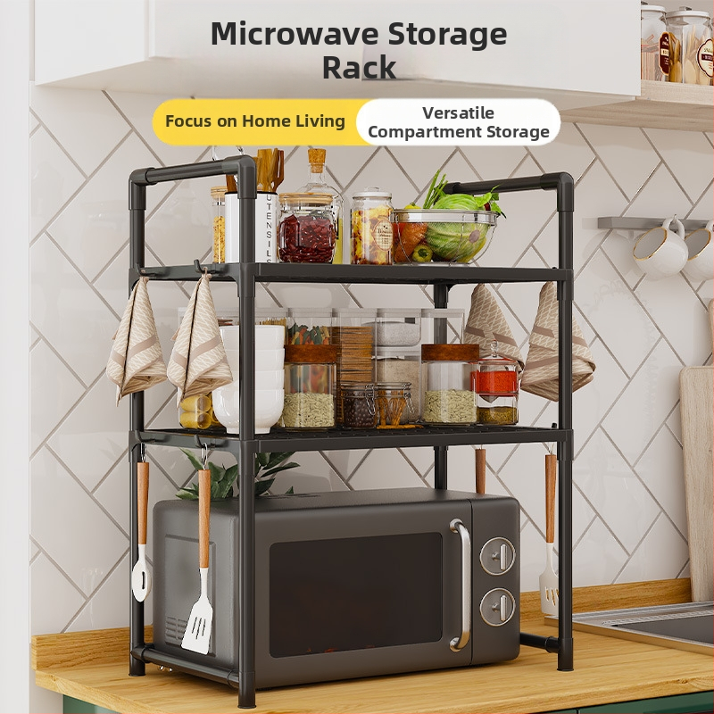 Двуетажна кухня с парапет, кука за подправки, стойка за микровълнова фурна, разширена удебелена стойка за машина за хляб