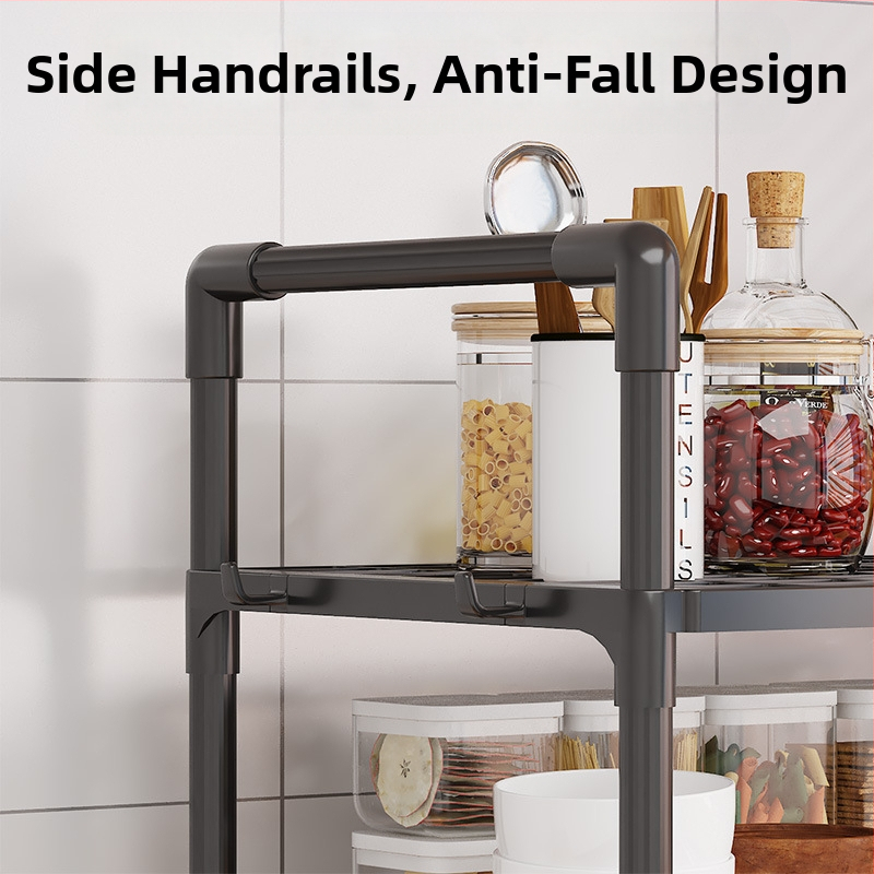 Двуетажна кухня с парапет, кука за подправки, стойка за микровълнова фурна, разширена удебелена стойка за машина за хляб