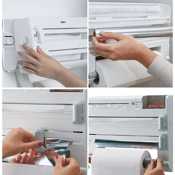 √ Multifunktsionaalne köögiriiul, seinale kinnitatav toidukile hoiukarbi lõikuri paigutusriiul, rullpaberi riiul