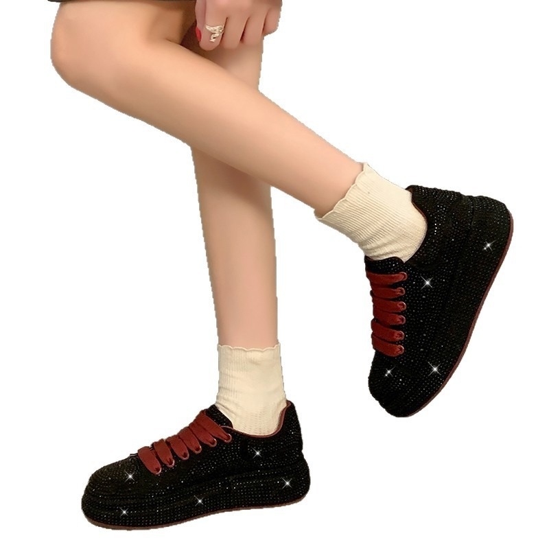 Pantofi sport casual cu talpă groasă de la European Station pentru femei, stil Ins, la modă, primăvara 2025, cu talpă înaltă și respirabilitate sporită, stil European Station