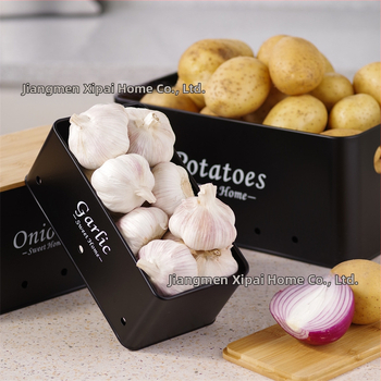 Piiriülene eripakkumine kandilise bambuskattega kartuli, sibula, küüslaugu hoiukasti jaoks, köögis multifunktsionaalne virnastatud toidu säilitamine