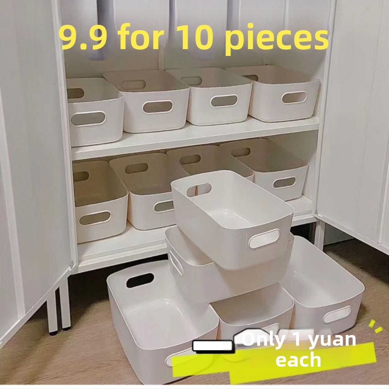 Megfizethető egyszerű fehér táska tárolókosár kollégiumi matricás tárolódoboz stílusos műanyag nagy kapacitású vegyes doboz