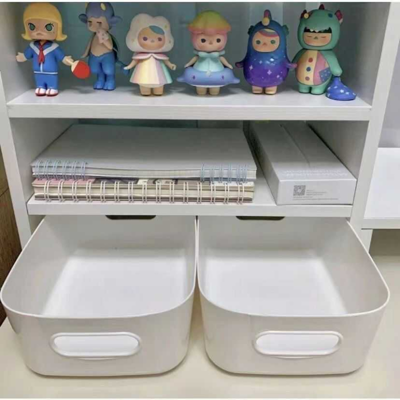 Megfizethető egyszerű fehér táska tárolókosár kollégiumi matricás tárolódoboz stílusos műanyag nagy kapacitású vegyes doboz