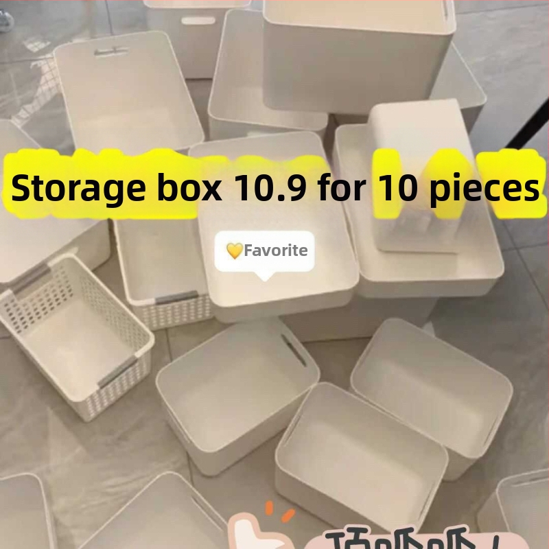 Cenovo dostupný jednoduchý biely úložný kôš s taškou, úložný box s nálepkou na internát, štýlový plastový veľkokapacitný box na rôzne veci