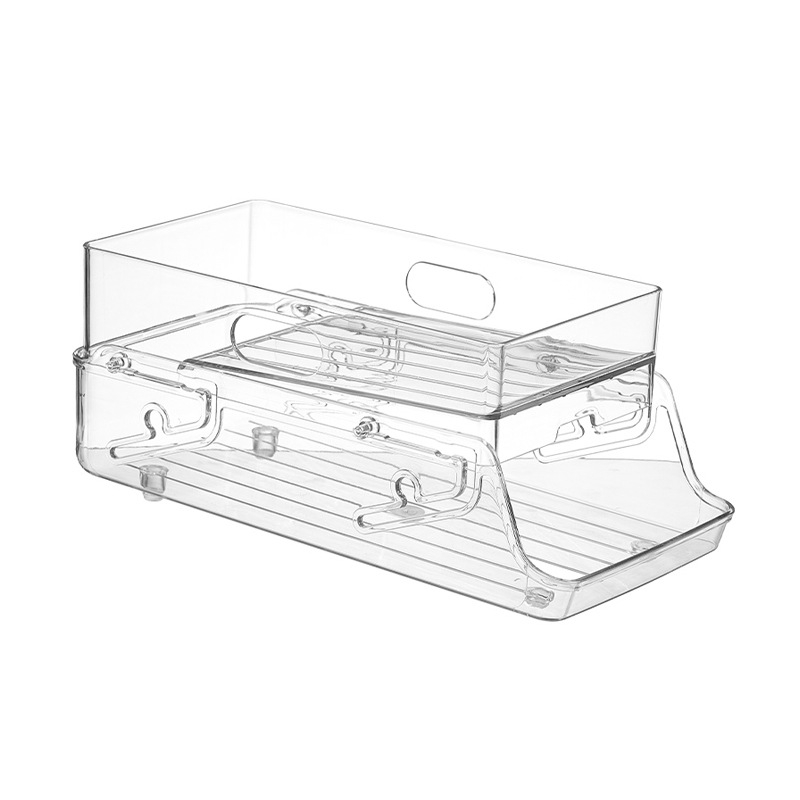 Dvisluoksnė reguliuojama naminių gyvūnėlių gėrimų laikymo dėžė šaldytuvui, stumdoma, riedanti, maisto virtuvė, plastikinė, šviežumą išlaikanti, sulankstoma saugykla