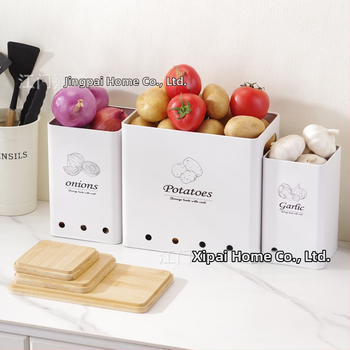 Tarpvalstybinės bulvių laikymo skardinės, trijų dalių rinkinys, paprastas modernus trijų sluoksnių laikymo dėžė, buitinė stalviršio daugiafunkcinė metalinė virtuvė