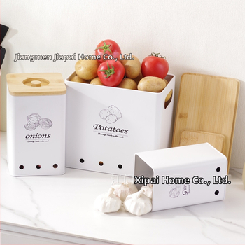 Tarpvalstybinės bulvių laikymo skardinės, trijų dalių rinkinys, paprastas modernus trijų sluoksnių laikymo dėžė, buitinė stalviršio daugiafunkcinė metalinė virtuvė