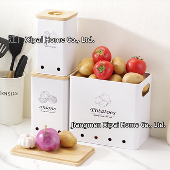 Tarpvalstybinės bulvių laikymo skardinės, trijų dalių rinkinys, paprastas modernus trijų sluoksnių laikymo dėžė, buitinė stalviršio daugiafunkcinė metalinė virtuvė