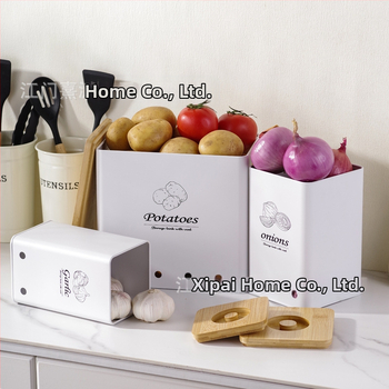 Tarpvalstybinės bulvių laikymo skardinės, trijų dalių rinkinys, paprastas modernus trijų sluoksnių laikymo dėžė, buitinė stalviršio daugiafunkcinė metalinė virtuvė