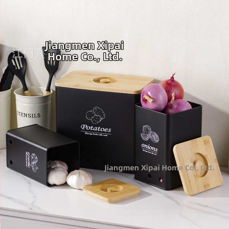 Tarpvalstybinės bulvių laikymo skardinės, trijų dalių rinkinys, paprastas modernus trijų sluoksnių laikymo dėžė, buitinė stalviršio daugiafunkcinė metalinė virtuvė