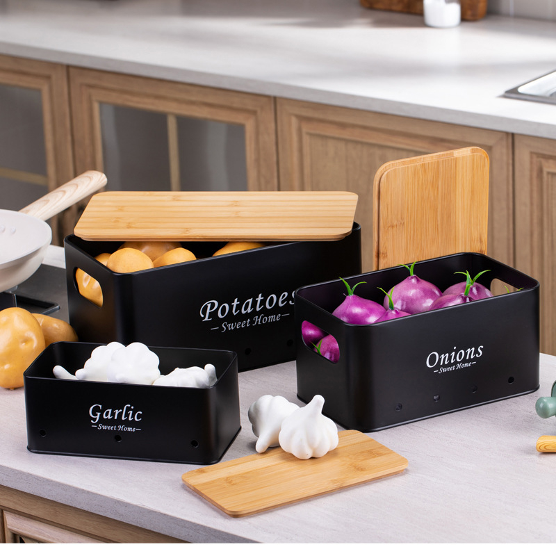 Populaarne toiduainete hoiukonteiner, virnastatav metallist korraldaja, köögi ruudukujuline sibul, küüslauk, kartuli hoiupurk tihendiga