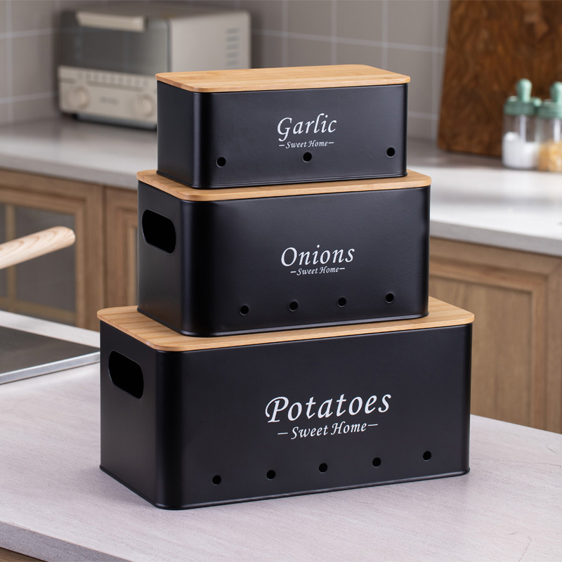 Populaarne toiduainete hoiukonteiner, virnastatav metallist korraldaja, köögi ruudukujuline sibul, küüslauk, kartuli hoiupurk tihendiga