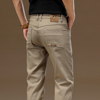 2024 Ανδρικά Παντελόνια Casual από Καθαρό Βαμβάκι, Μοντέρνα, Χακί, Απλό, Άνετο, Λεπτό, Ίσιο, Μακρύ Παντελόνι για Άνδρες, Ανδρικά