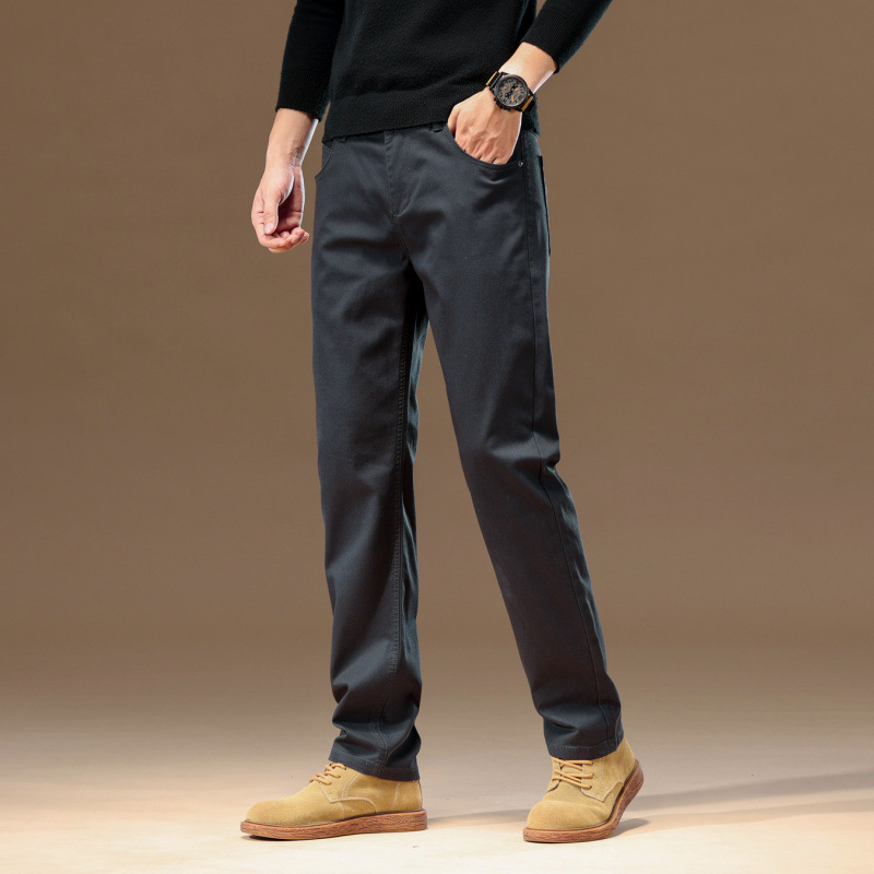 2024 Ανδρικά Παντελόνια Casual από Καθαρό Βαμβάκι, Μοντέρνα, Χακί, Απλό, Άνετο, Λεπτό, Ίσιο, Μακρύ Παντελόνι για Άνδρες, Ανδρικά