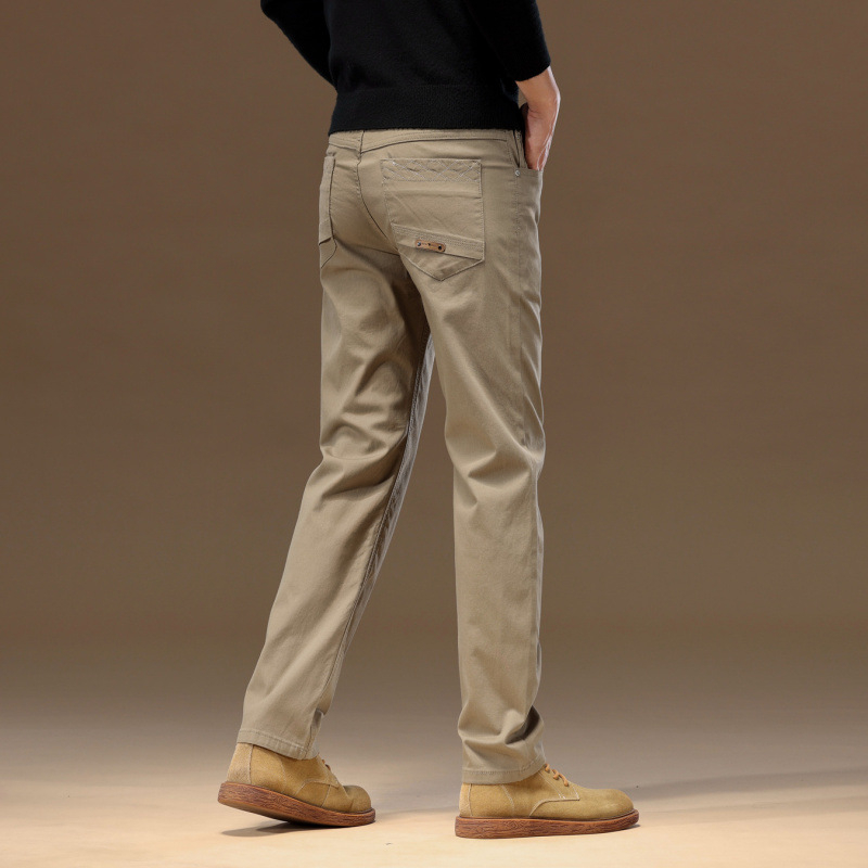 2024 Ανδρικά Παντελόνια Casual από Καθαρό Βαμβάκι, Μοντέρνα, Χακί, Απλό, Άνετο, Λεπτό, Ίσιο, Μακρύ Παντελόνι για Άνδρες, Ανδρικά