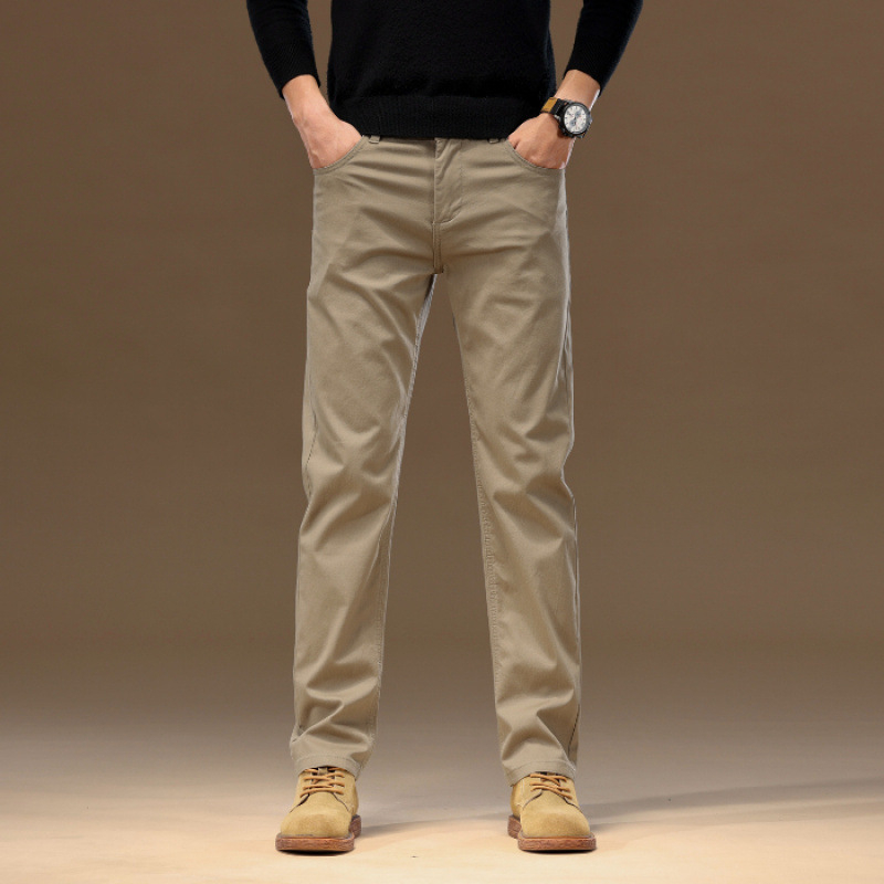 2024 Ανδρικά Παντελόνια Casual από Καθαρό Βαμβάκι, Μοντέρνα, Χακί, Απλό, Άνετο, Λεπτό, Ίσιο, Μακρύ Παντελόνι για Άνδρες, Ανδρικά