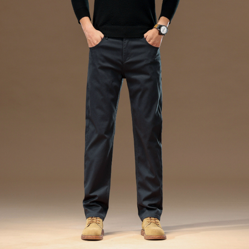 2024 Ανδρικά Παντελόνια Casual από Καθαρό Βαμβάκι, Μοντέρνα, Χακί, Απλό, Άνετο, Λεπτό, Ίσιο, Μακρύ Παντελόνι για Άνδρες, Ανδρικά