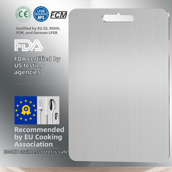 Tarpvalstybiniai sprogimai, sustorinta gryno titano pjaustymo lentelė, antibakterinė, apsauga nuo pelėsio, buitinė dvipusė nerūdijančio plieno vaisių pjaustymo lentelė, grynas titanas