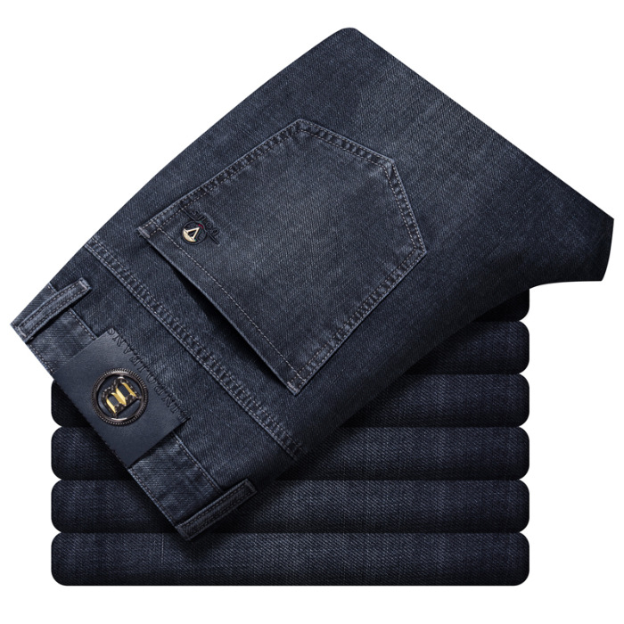 Kék Szürke Fekete Szürke Őszi és Téli Vastag Férfi Business Farmer Közepesen Magas Derekú Rugalmas Egyenes Laza Lezser Férfi Nadrág