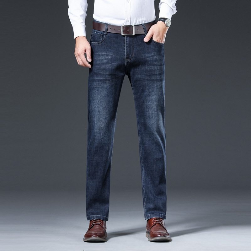 Kék Szürke Fekete Szürke Őszi és Téli Vastag Férfi Business Farmer Közepesen Magas Derekú Rugalmas Egyenes Laza Lezser Férfi Nadrág