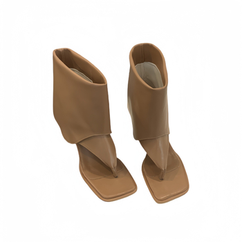 Καλοκαίρι 2024 Νέα niche design γυναικεία σανδάλια με ανοιχτά δάχτυλα και χοντρό τακούνι, διακριτικά, μοντέρνα σανδάλια ψαροκόκαλο σε κορεατικό στιλ