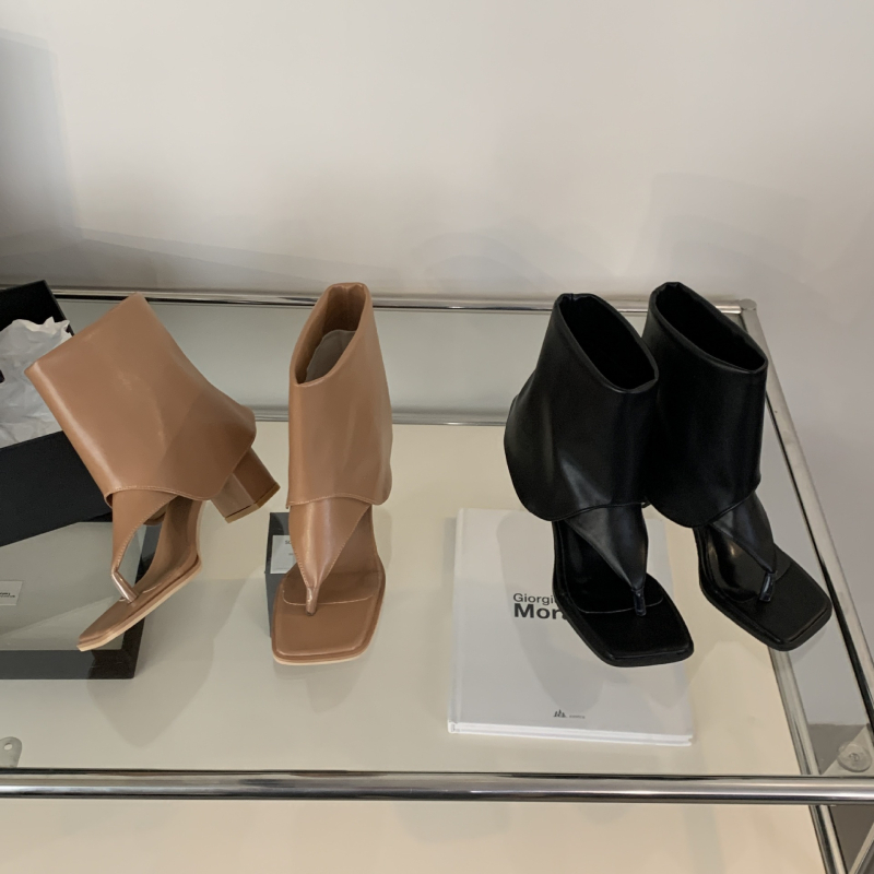 Καλοκαίρι 2024 Νέα niche design γυναικεία σανδάλια με ανοιχτά δάχτυλα και χοντρό τακούνι, διακριτικά, μοντέρνα σανδάλια ψαροκόκαλο σε κορεατικό στιλ